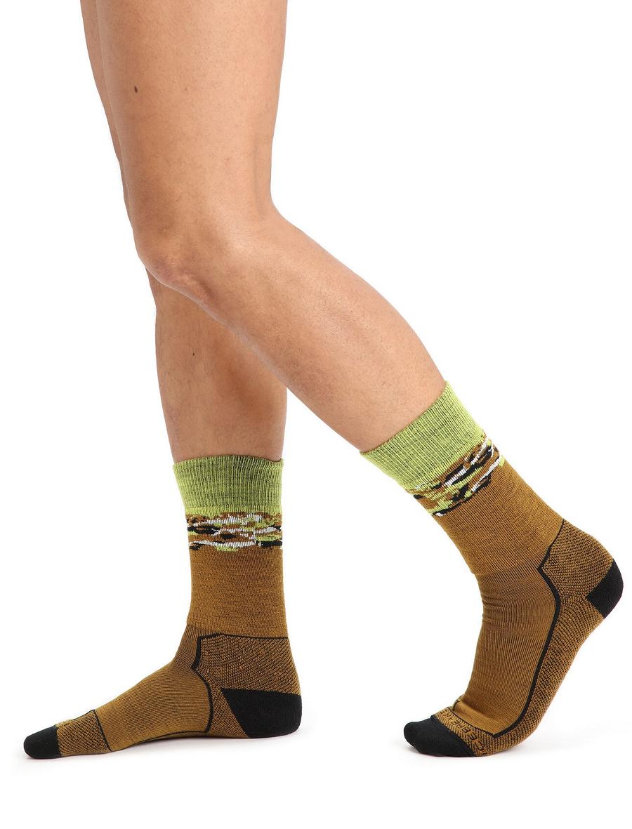 Clove / Black Men's Icebreaker Merino Hike+ Medium Crew Sedimentary Socks | USA 1003QMAZ